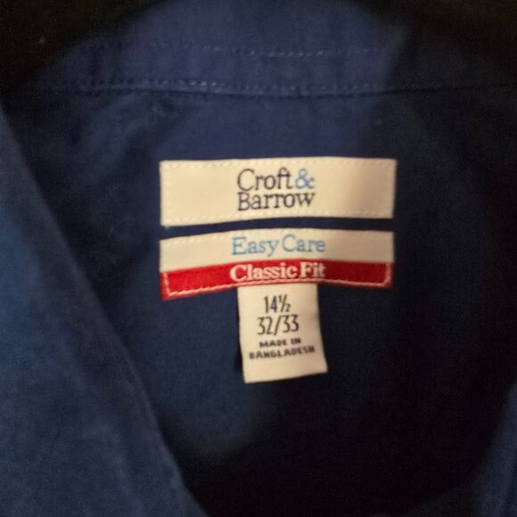 Mens Croft and Barrow Blue Dress Shirt 14.5 32/33 - Picture 3 of 3